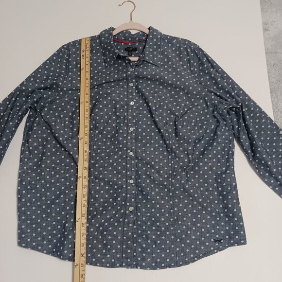 Talbots Polka Dot Chambray Button Up Shirt Size 20W Cotton Long Sleeves - Picture 9 of 10